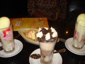 Ice creams - banana split, Gadbad, tiramisu